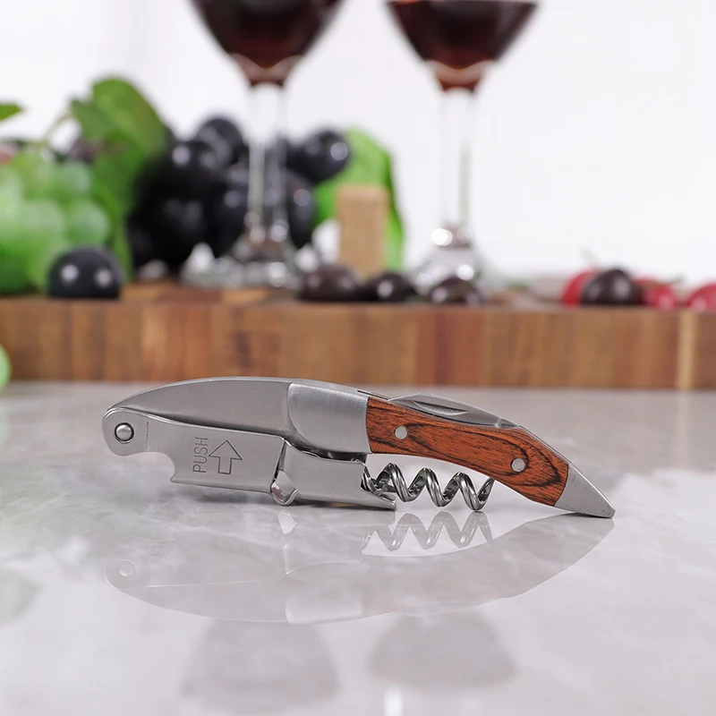 Professional Waiter's Corkscrew Wine Bottle Opener with Foil Cutter and Folding Handle