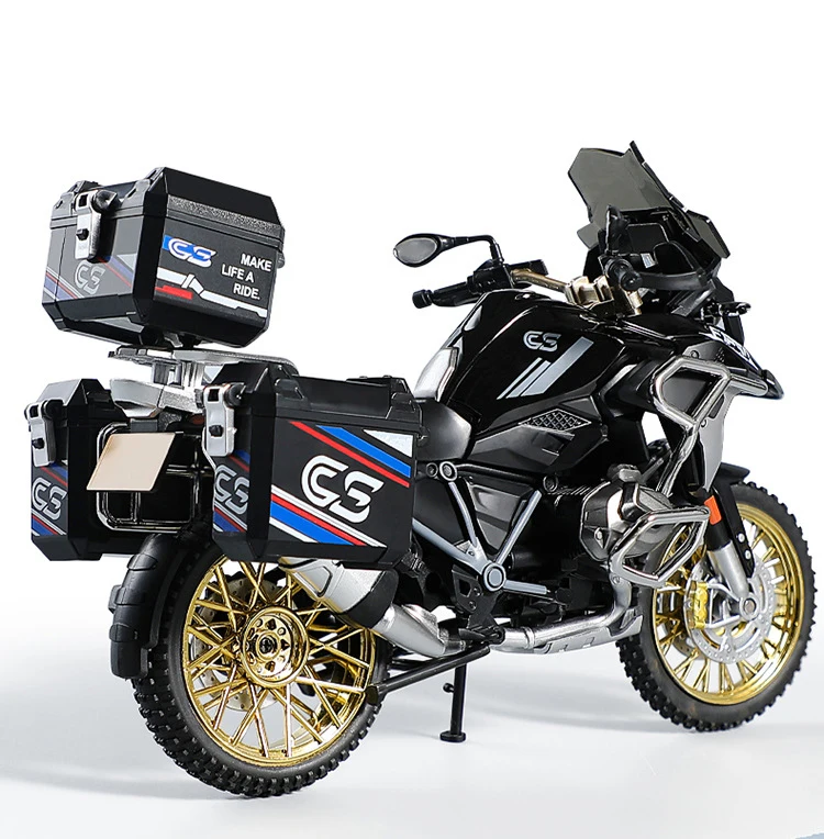 BMW R1250 GS Adventure 1:10 diecast motorcycle model with realistic sound and light effects for collectors