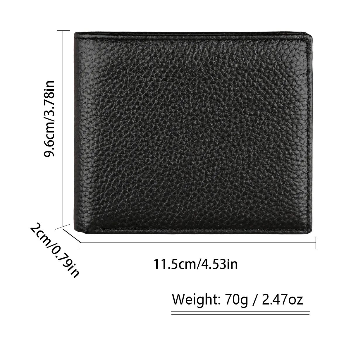 Men's genuine leather RFID bifold wallet with card slots, cash compartment and coin pocket